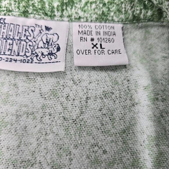 Vtg Whales Friends Button Up Embellished 100 Cotton Jacket Wolves Collared - Picture 12 of 12